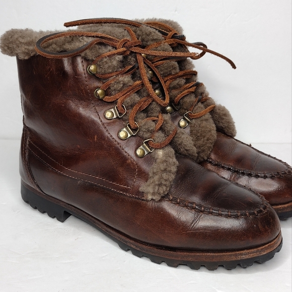 Cole Haan Vintage Brown Leather Insulated Lace Up Women's Ankle Boots - Picture 10 of 15